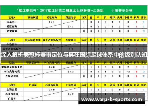 深入解析美冠杯赛事定位与其在国际足球体系中的级别认知